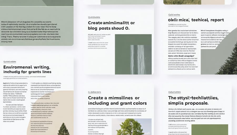 Various types of environmental writing documents and publications