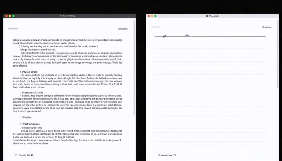Professional writing workspace with digital editing tools and grammar checker in action