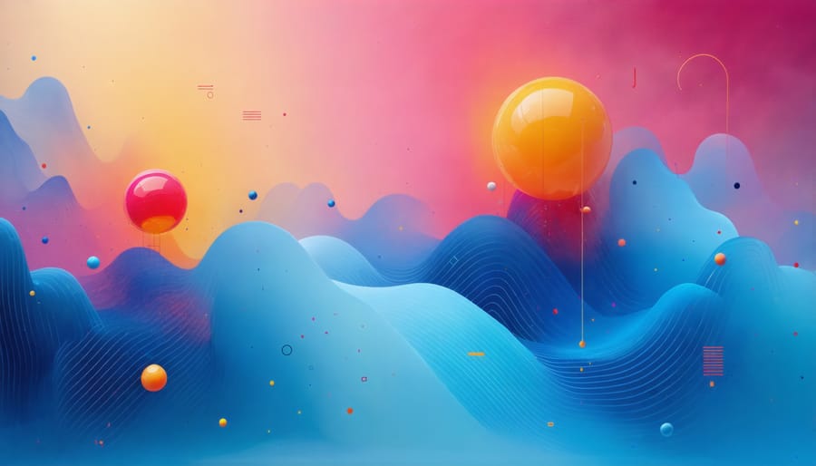 Abstract artistic representation of sensory details combining into storytelling elements