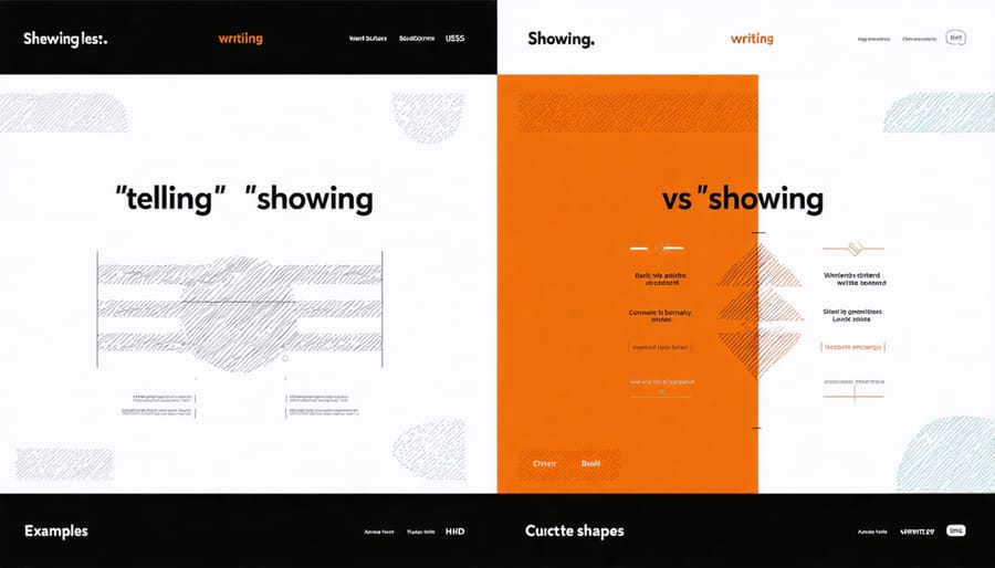 Comparison of descriptive writing techniques: showing versus telling