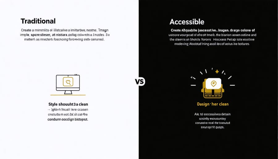 Side-by-side comparison of standard and accessibility-optimized infographics with clear color contrast and readable fonts