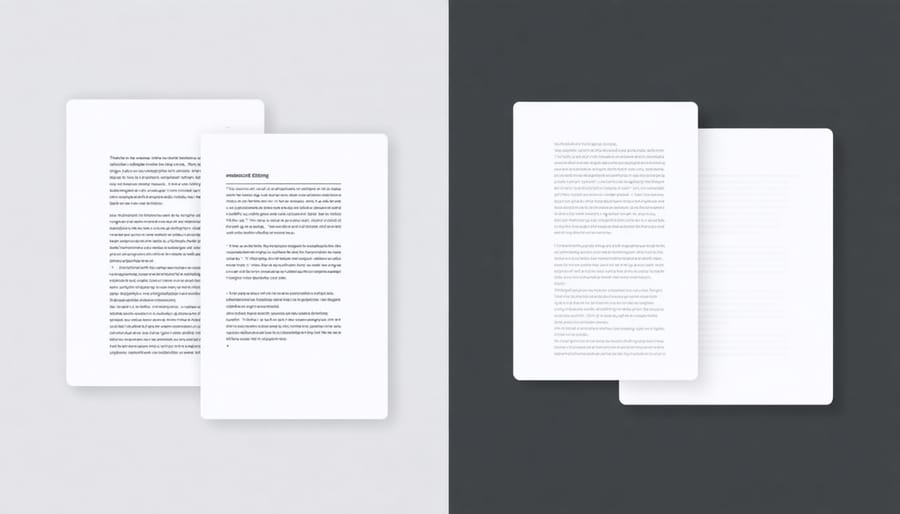 Before and after comparison of a technical document showing editorial improvements