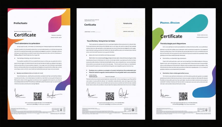 Professional portfolio displaying technical writing samples, certificates, and credentials