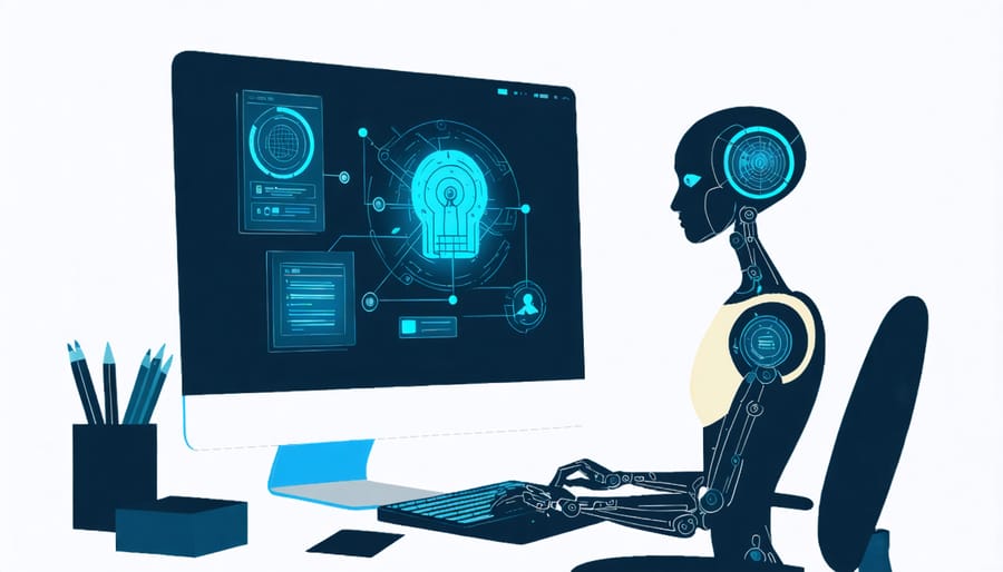 Content writer collaborating with AI tools for personalized content creation