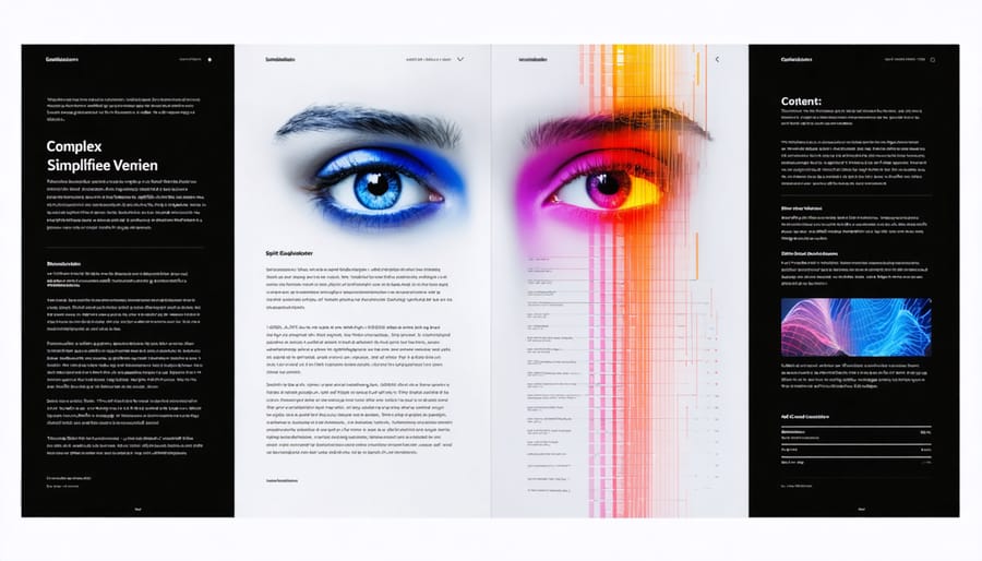 Before and after comparison of complex content transformed into accessible format