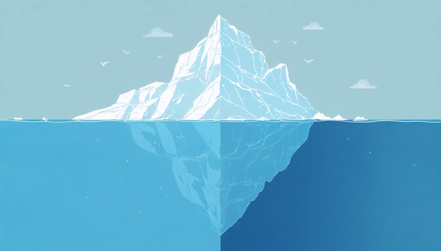 Iceberg diagram showing language translation above water and deeper cultural elements below