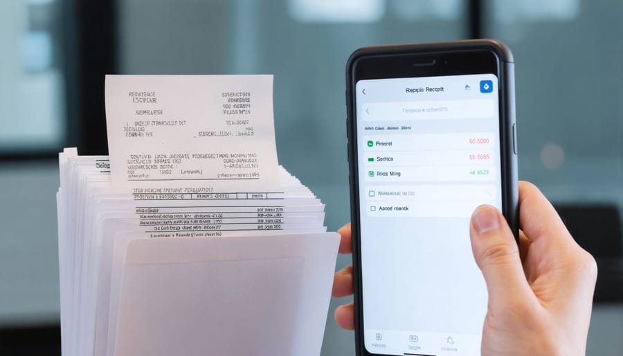 Digital organization system for tracking freelance business expenses and receipts