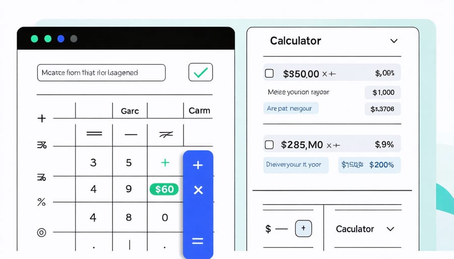 Interactive financial calculator tool showing loan payment calculations