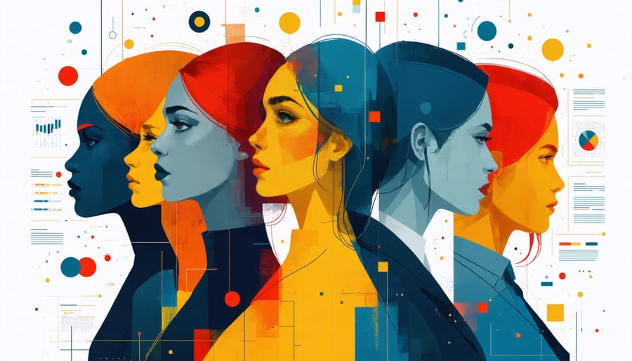 Illustrated reader personas showing different demographics and content preferences