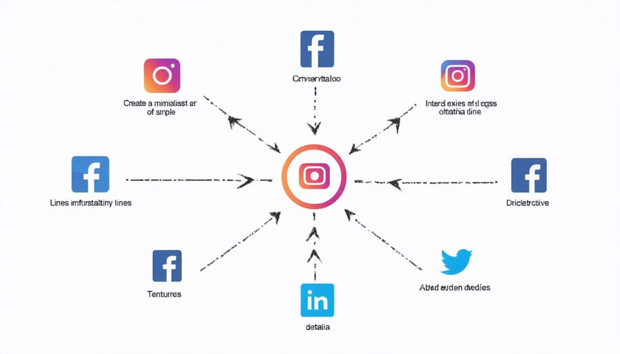 Network diagram showing how different social platforms connect writers with readers
