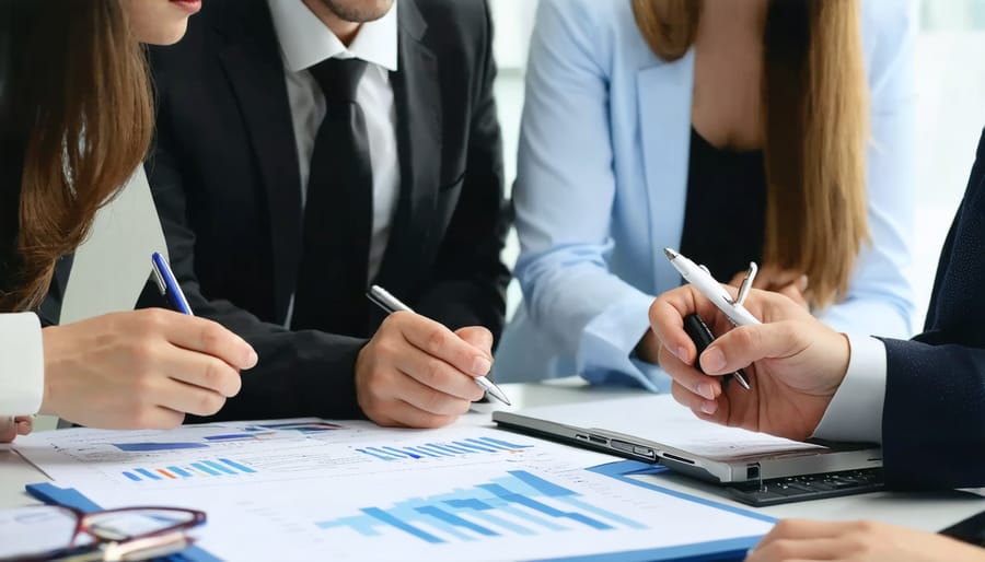 Freelance writer discussing AI tool usage with client in professional setting