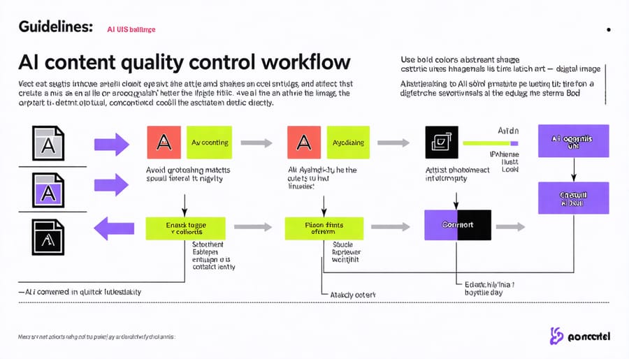 Step-by-step workflow diagram for AI content verification and quality control