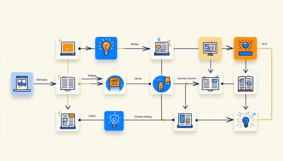 Visual workflow diagram of AI writing tools integration process