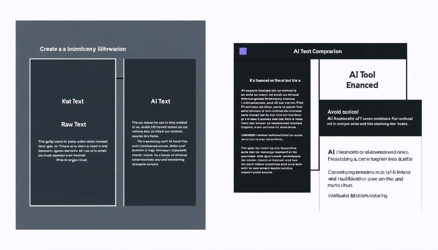 Side-by-side comparison of content before and after AI writing assistance