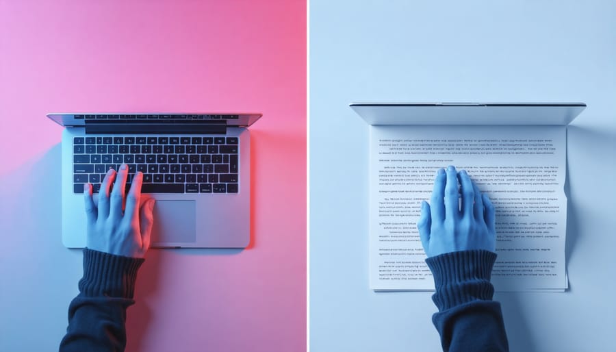 Writer using AI writing software with real-time content generation
