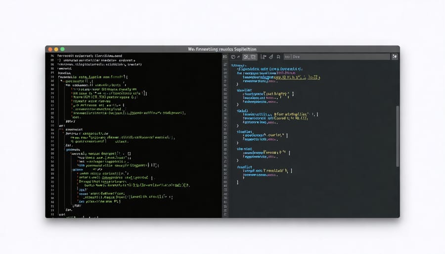 Side-by-side comparison of JavaScript code and the interactive artwork it creates