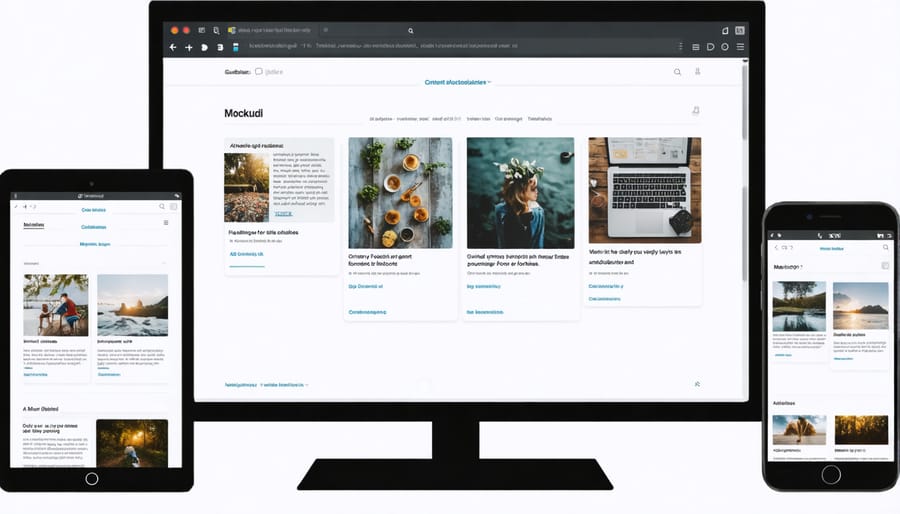Content format variations across different devices showing responsive design elements