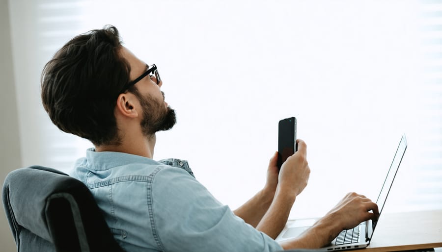 Freelancer taking a mindful break from digital devices