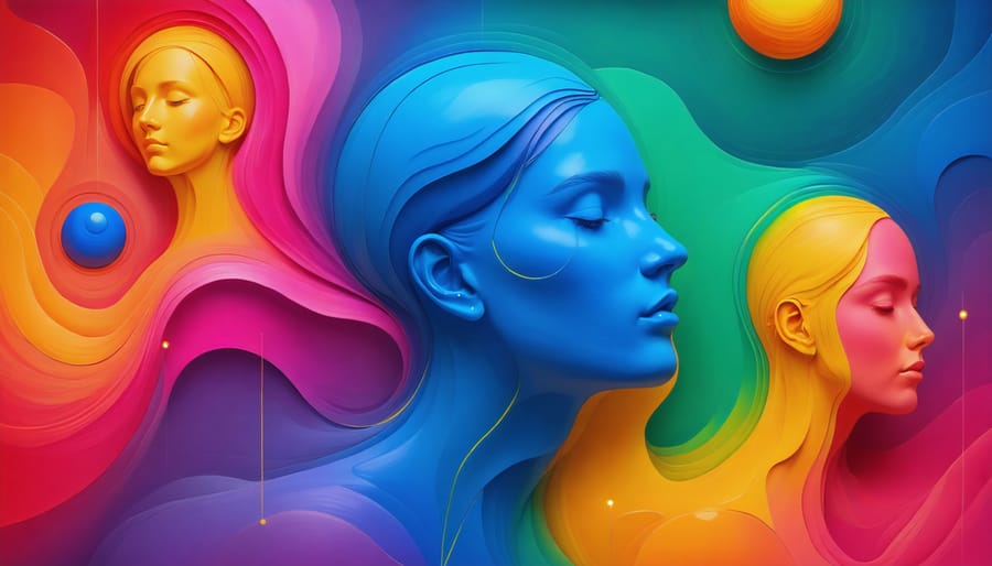 Abstract representation of emotional intelligence through interconnected shapes and colors