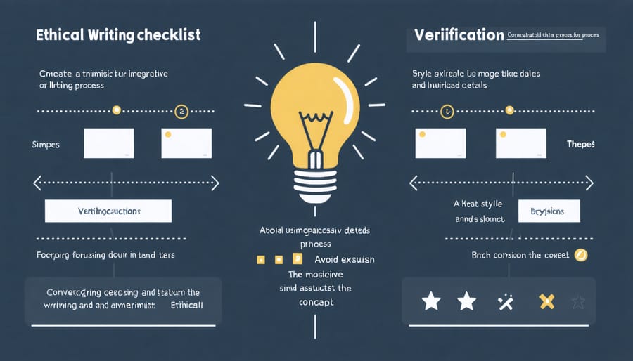 Visual checklist displaying key ethical writing principles and fact-checking steps