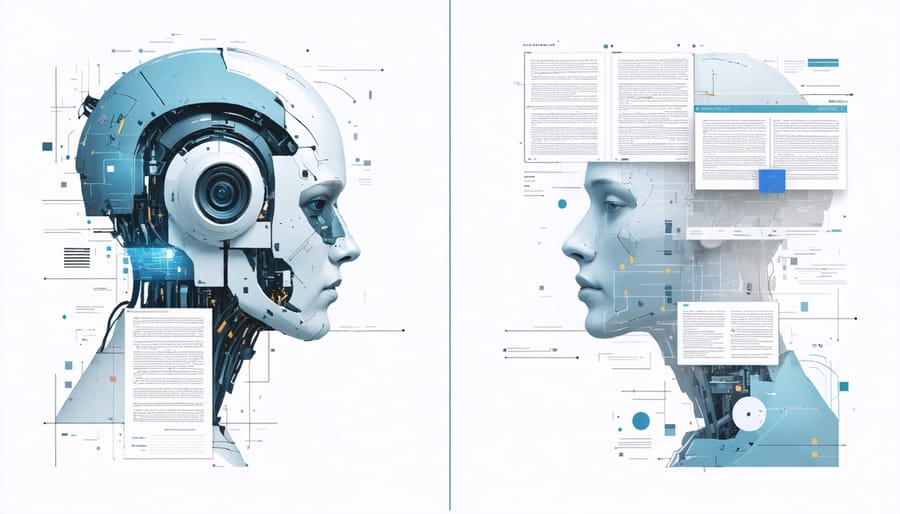 Side-by-side comparison of traditional writing methods versus AI writing tools