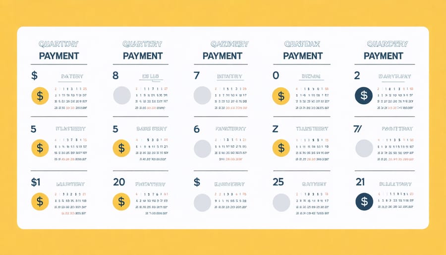 Visual calendar showing quarterly tax payment schedule for freelancers