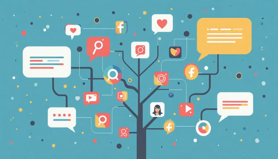 Network of social media platforms sharing client testimonials