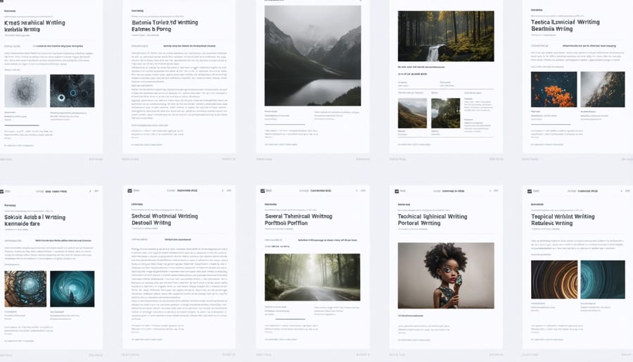 Collection of professional technical writing portfolio samples across different platforms