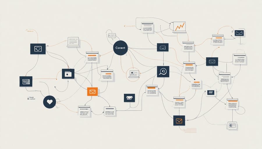 Strategic content marketing portfolio visualization with interconnected content types