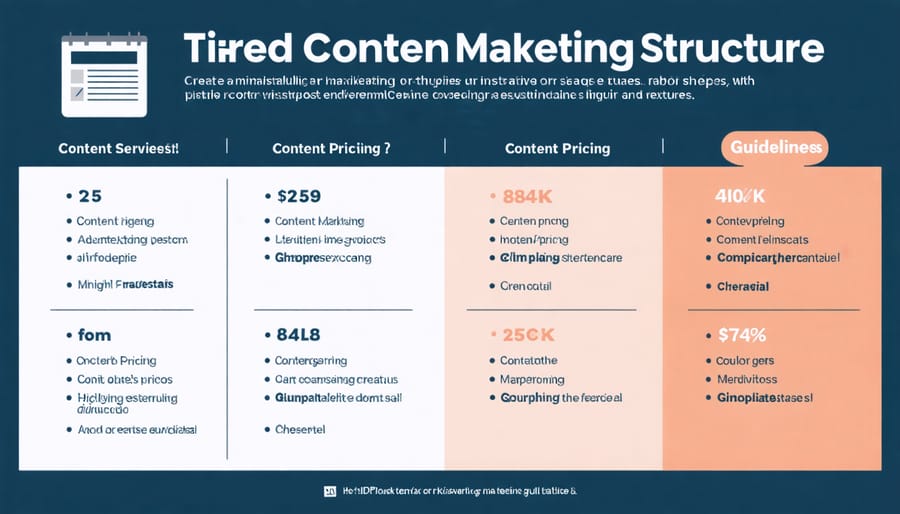 Content marketing services pricing tiers infographic