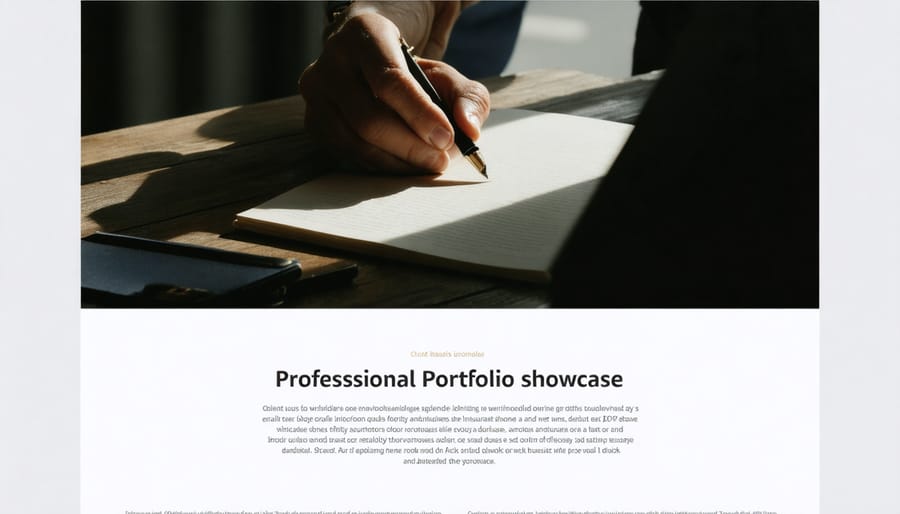 Digital portfolio displaying writing samples and positive client feedback