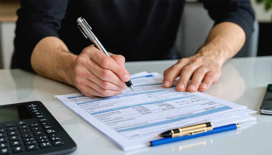 Freelance writer working on laptop with invoice notification on smartphone