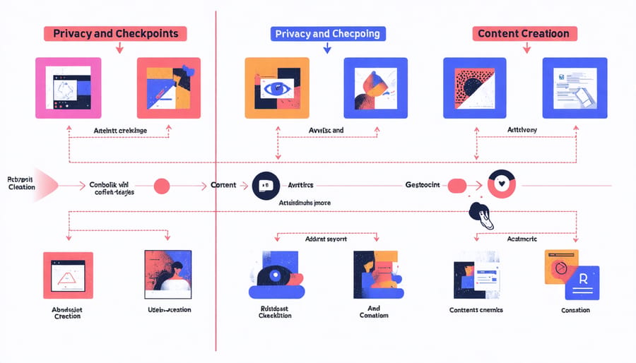 Flowchart illustrating key privacy and consent considerations in cross-platform content creation