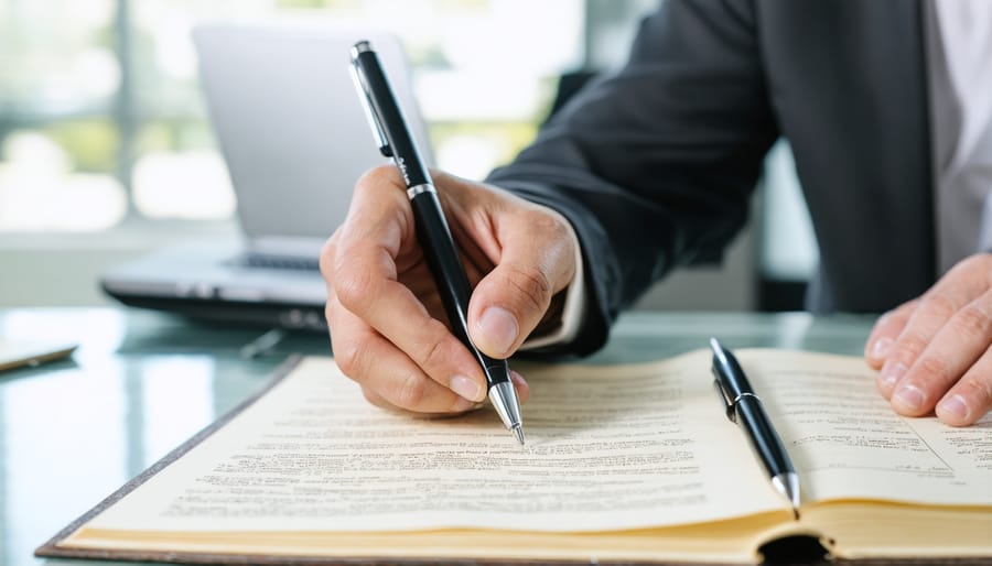 Close-up of person signing a freelance writing contract