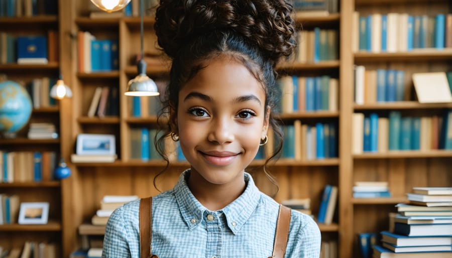 Confident small business owner standing in modern bookstore environment