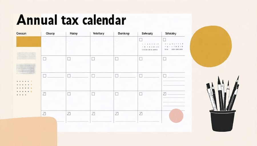 Visual timeline showing important tax deadlines and payment dates for non-resident freelancers