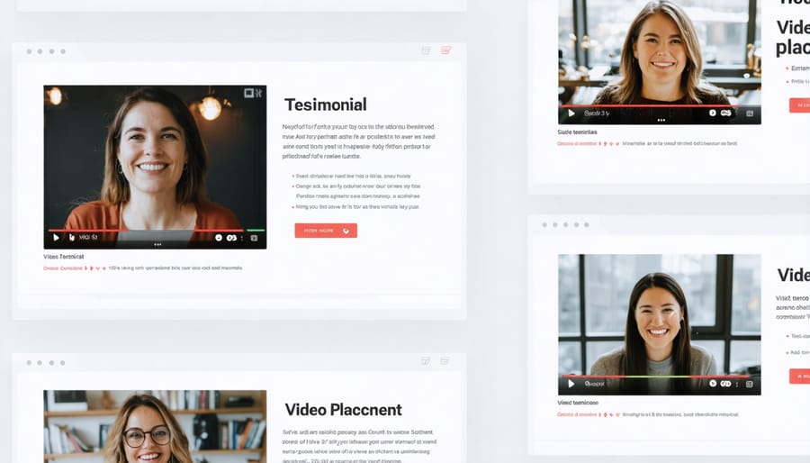 Example layout of video testimonials integrated into a professional website design