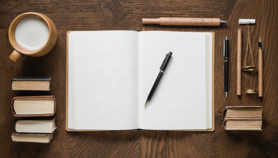 Person researching and writing with legal materials and laptop