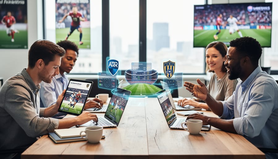 Freelance writer working on laptop creating content for AR sports marketing projects