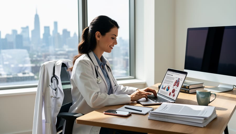 Professional freelance medical writer working from home office