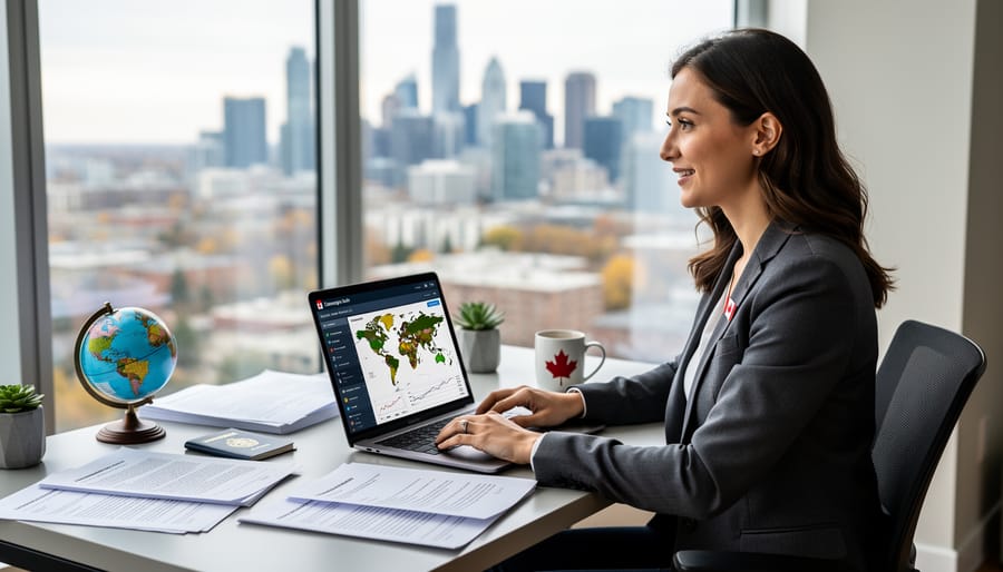 Freelance writer celebrating success while working on laptop in home office