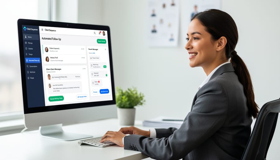 Close-up of hands typing on laptop with smartphone showing calendar reminders nearby