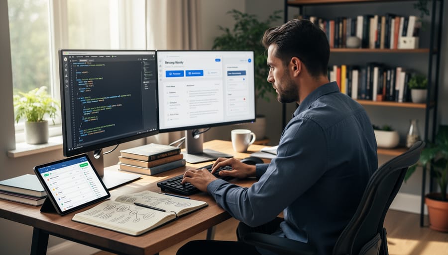 Freelance writer working on laptop at outdoor cafe