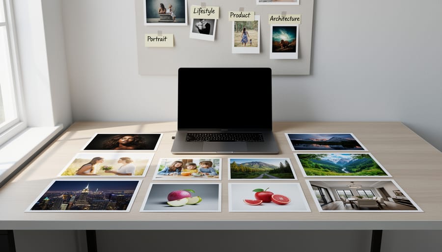 Professional writing portfolio binder displaying various writing samples and published work