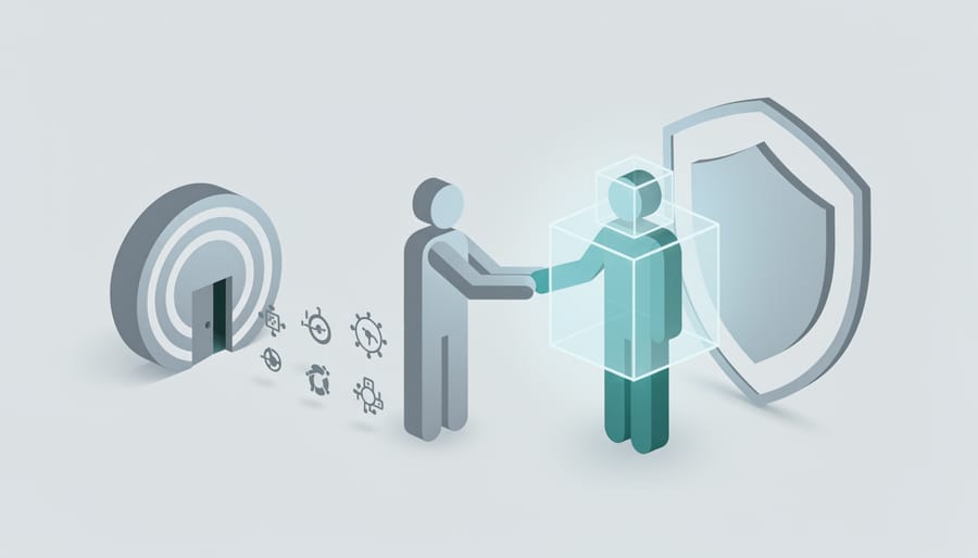 Handshake between human and digital representation symbolizing trust in AI technology