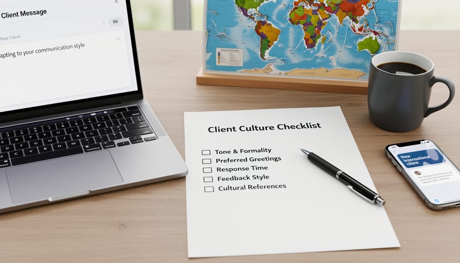 Freelance writer preparing to respond to client email on laptop