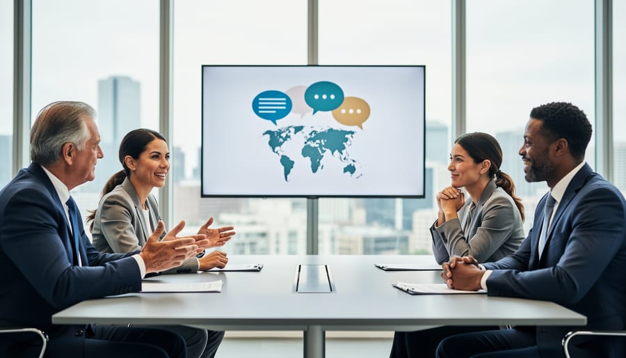 Two people engaged in business conversation at cafe table showing attentive communication