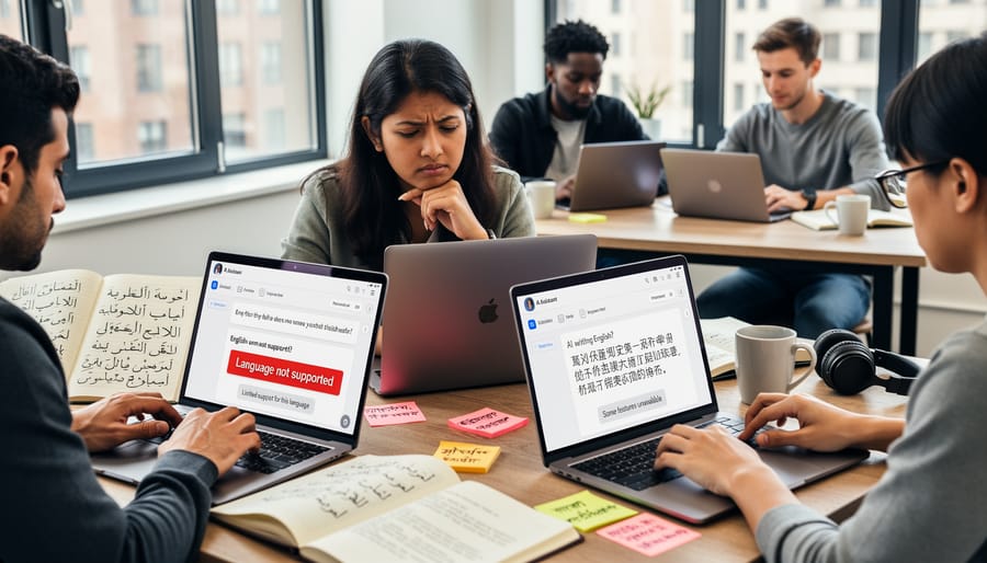 Diverse writers' hands typing on laptops, including person wearing Indigenous beadwork bracelet