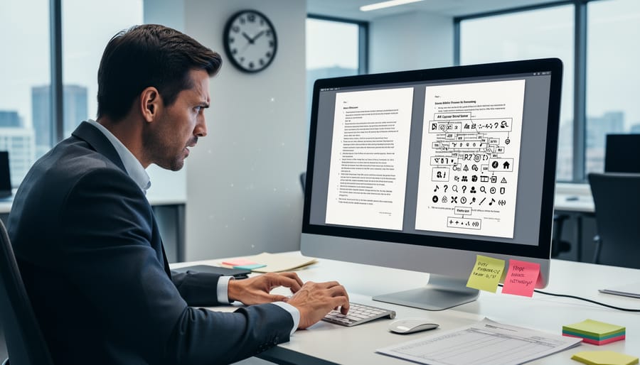 Close-up of writer's hands on laptop keyboard dealing with formatting issues