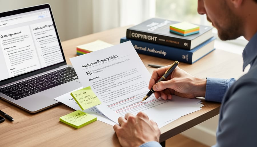 Person's hands holding legal document with pen, preparing to sign agreement